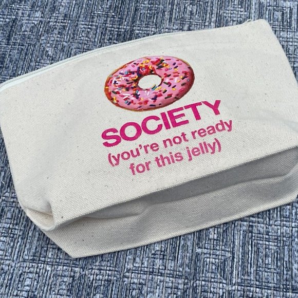 Dogeared Make Up Bag SOCIETY Zip Up Bag Cotton Donut New - Picture 10 of 10